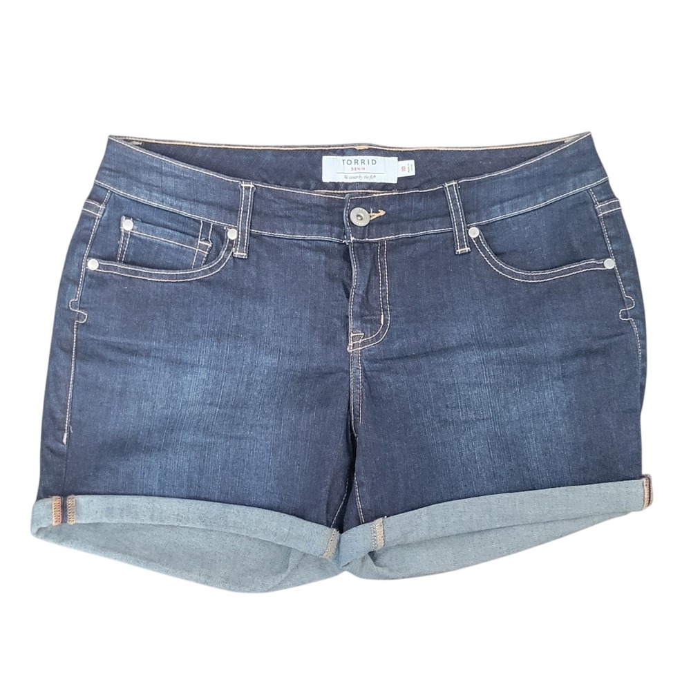 Torrid Denim Shorts Womens Size 10 Blue Stretch Mid Rise Jean Shorts - Picture 3 of 10